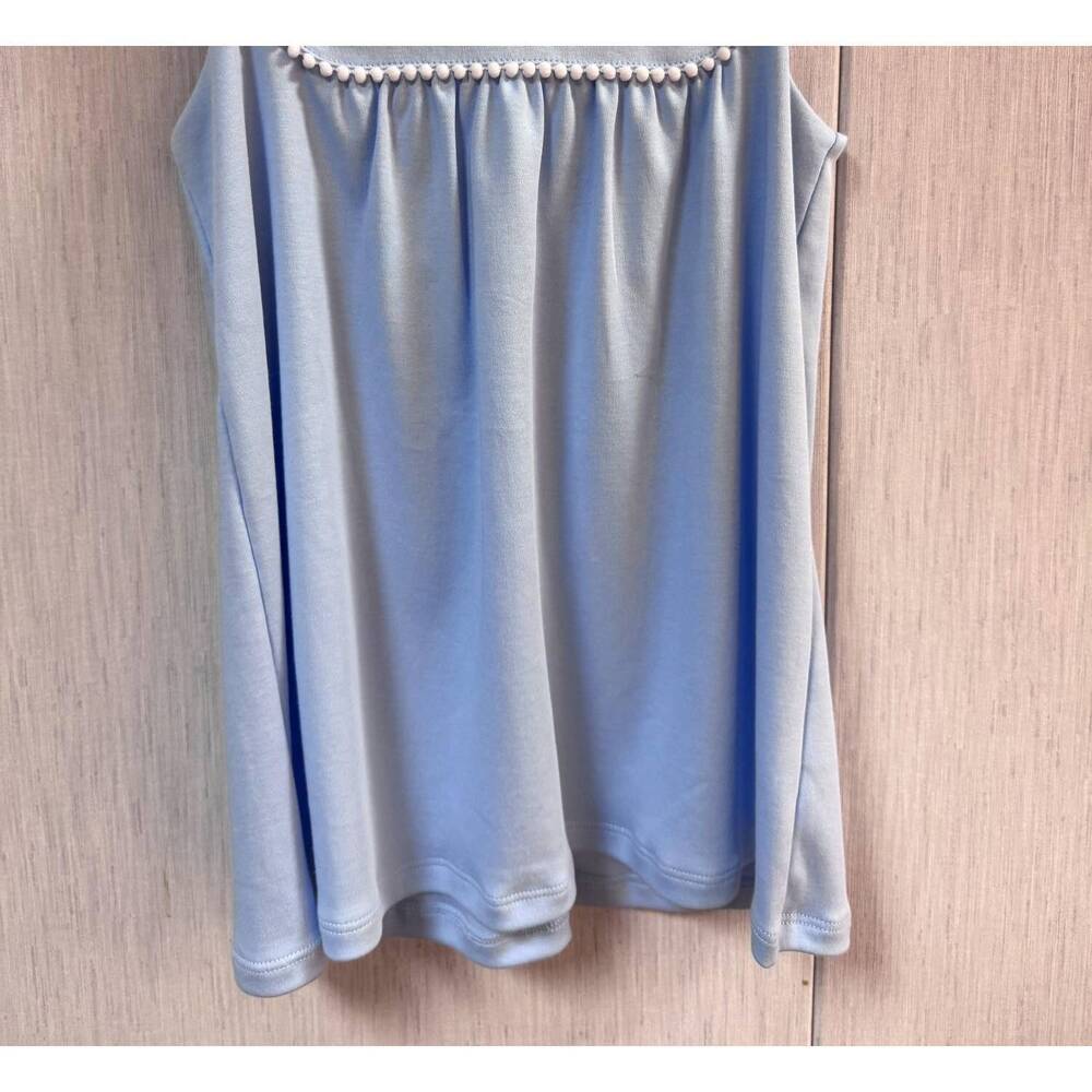 NEW BELLA BLISS girls' pom pom blouse in sky blue/white